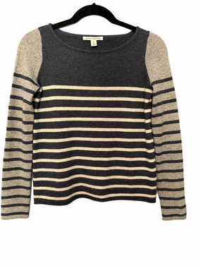 Autumn Cashmere Charcoal Stripe Cashmere Blend Crewneck Sweater XS
